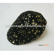Custom popular golf cap ivy caps flannel star printing for mean beanie hats